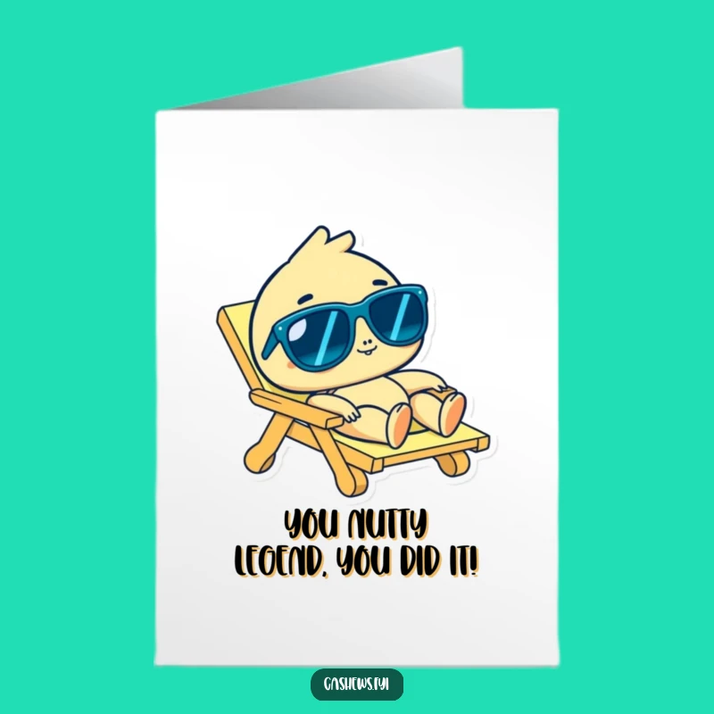 Free Printable Congrats Card: Cashew Character Lounging Funny Downloadable Gift