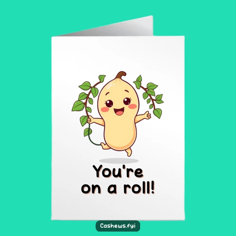 Free Printable Congrats Card: Cashew's Victory Jump, Energetic Downloadable