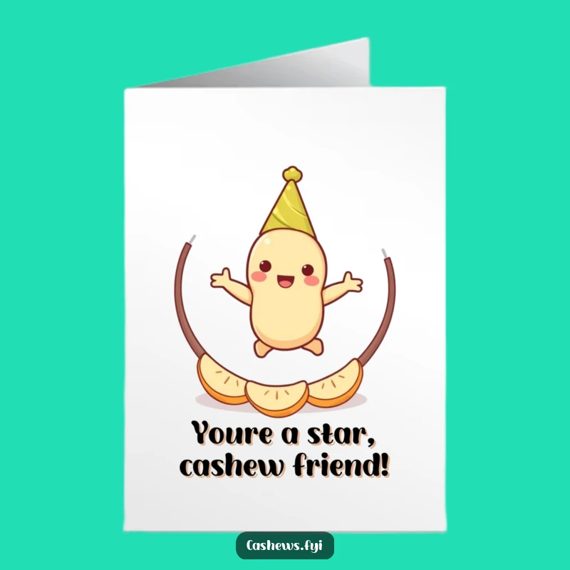 Free Printable Congrats Card: Jumping Cashew Funny Downloadable Gift for Grand Achievements