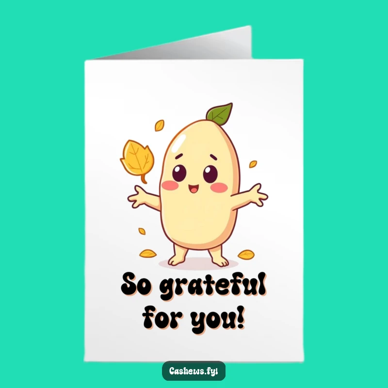 Free Printable Thank You Card: Cashew's Leafy Surprise, Grateful & Funny Downloadable