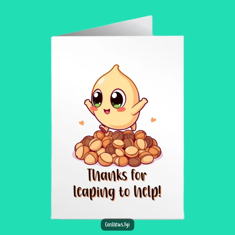 Free Printable Thank You Card Funny Cashew Jumping Nuts Downloadable Present