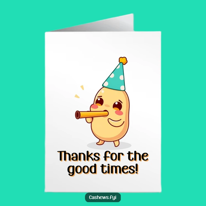 Free Printable Thank You Card: Happy Kazoo Cashew, Humorous Downloadable!