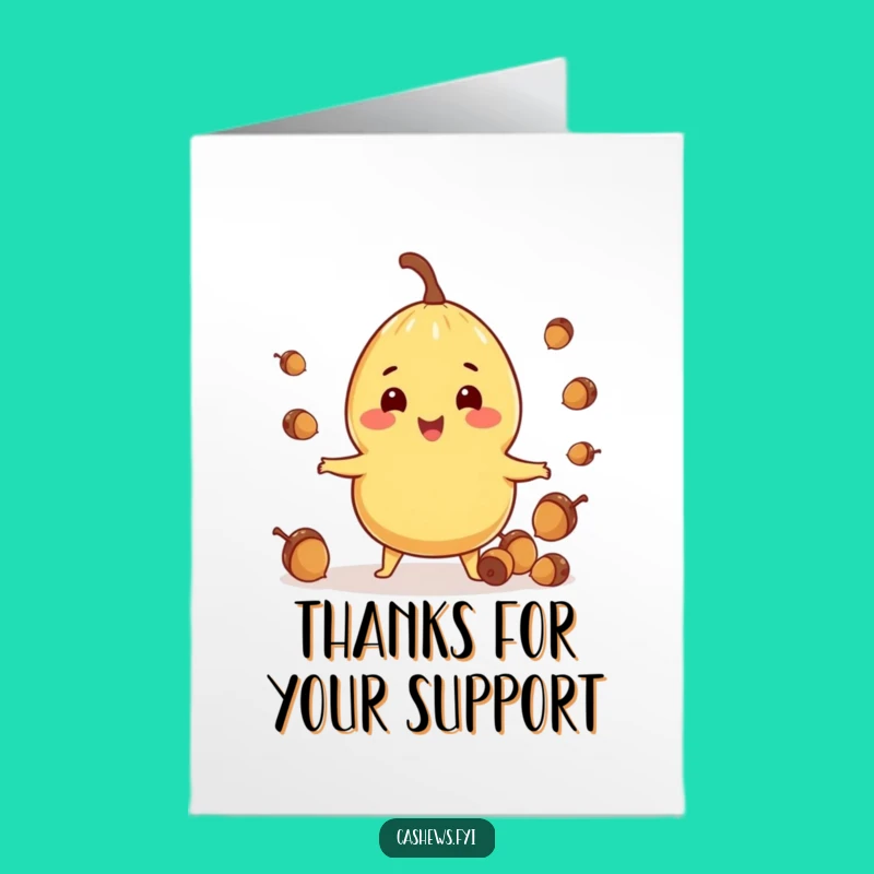 Free Printable Thank You Card: Juggling Cashew, Funny Gratitude, Downloadable Gift