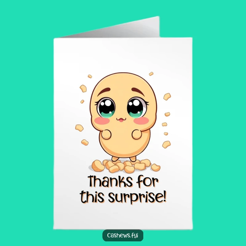 Free Printable Thank You Card: Surprised Cashew Funny Downloadable Gift for Grateful Shock
