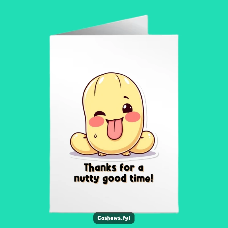 Free Printable Thank You Card: Funny Cashew Face, Playful Downloadable Gift of Gratitude