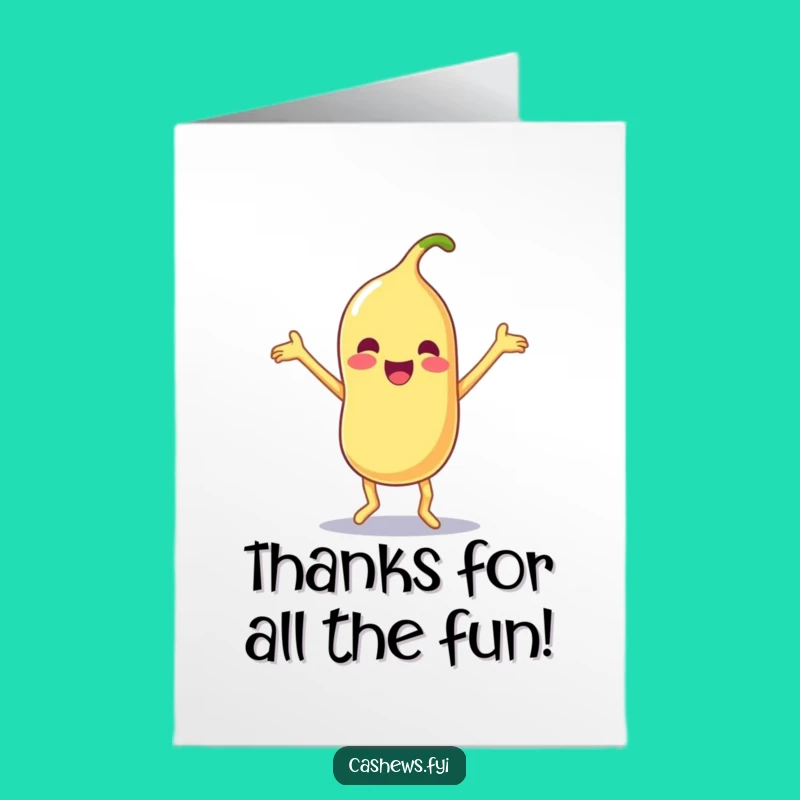 Fun Free Printable Thank You Card: Dancing Cashew, Thanks Downloadable