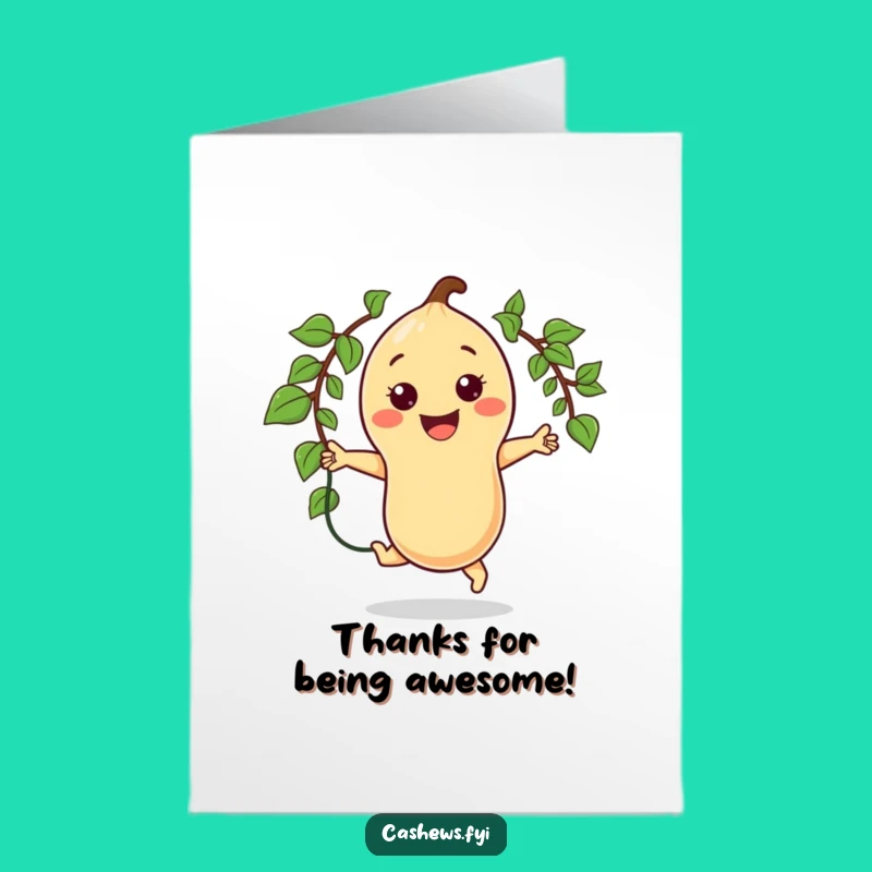 Free Printable Thank You Card: Grateful Cashew Jumps, Energetic Downloadable