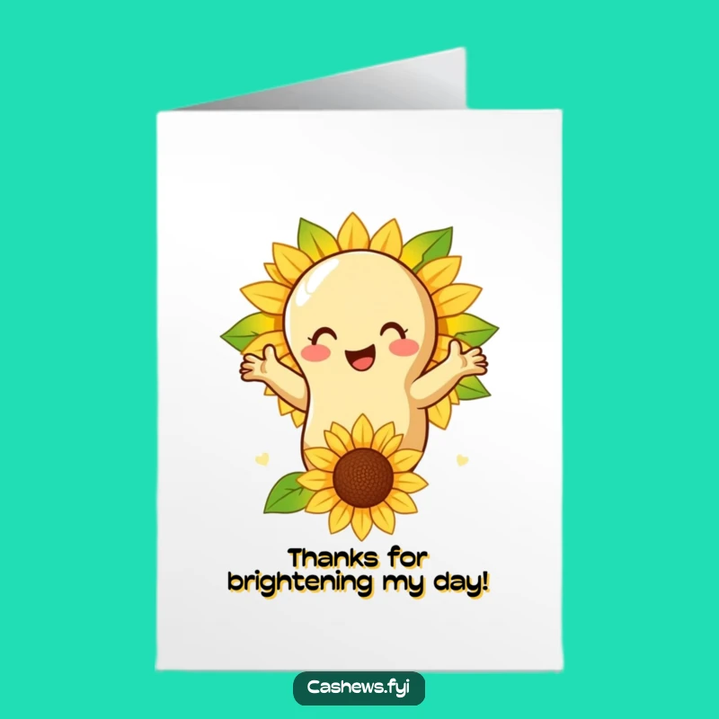 Free Printable Thank You Card: Cashew Gratitude, Funny Downloadable Gift for Thanks
