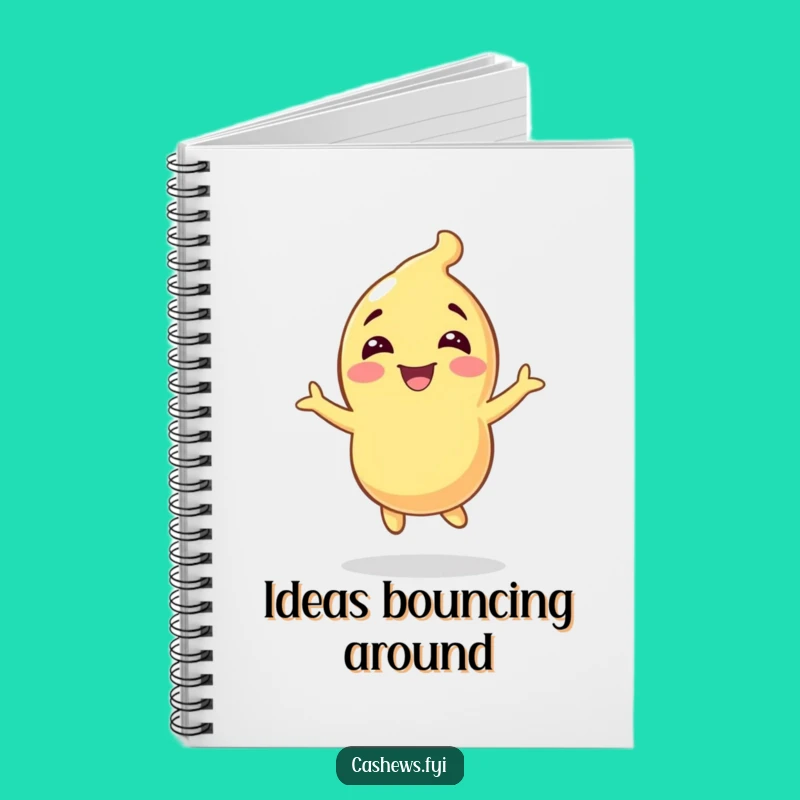 Funny Cashew Character Bouncing Notebook - Jot Down Happy Thoughts!