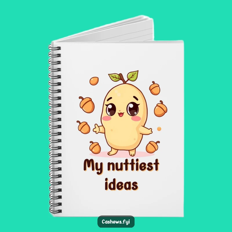 Funny Kawaii Cashew Juggling Acorns Notebook - Journal Your Fun with This Cute Nut