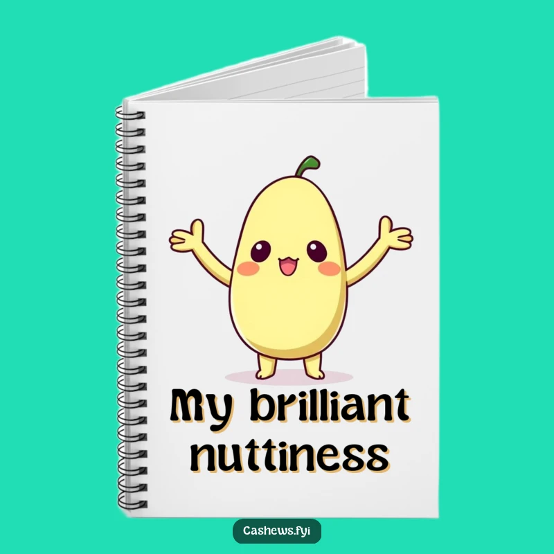 Funny Kawaii Cashew Notebook - Cute Surprised Nut Journal Gift