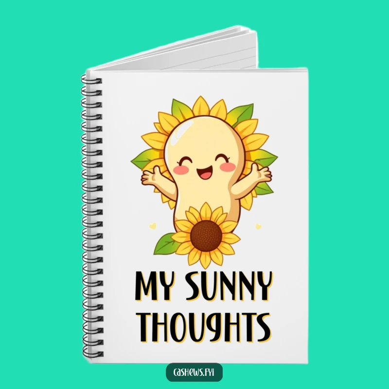 Funny Cashew Nut Sunflower Notebook - Nature Notes, Great Gift!