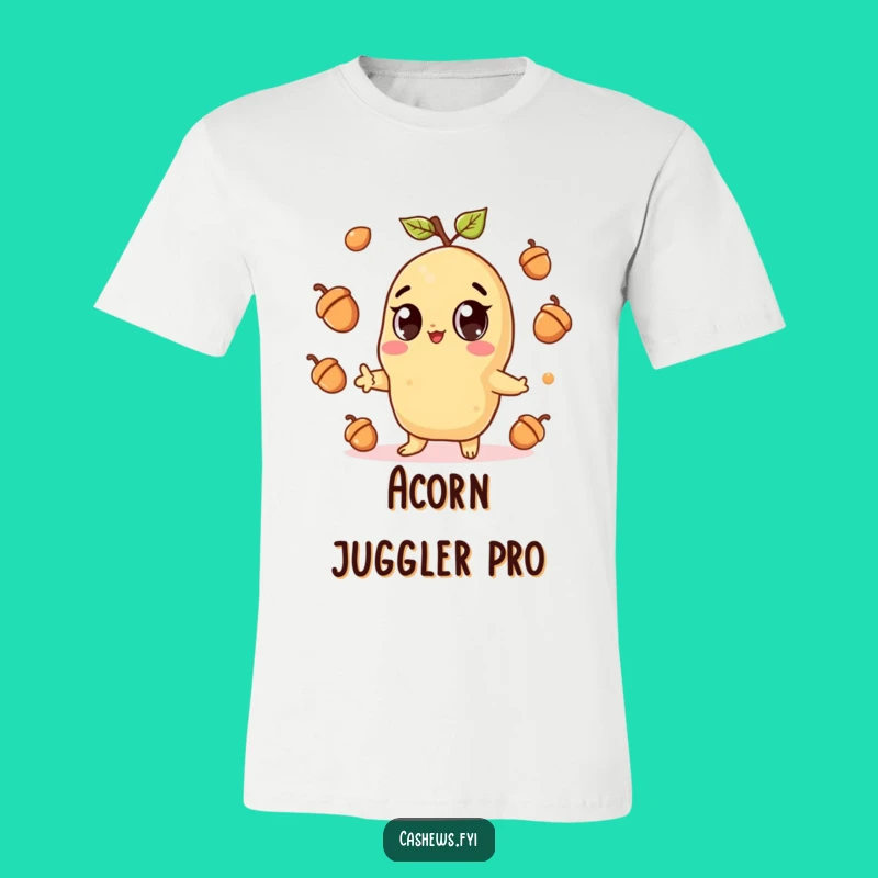 Funny Kawaii Cashew Juggling Acorns T-Shirt - Cute Nutty Tee for Lighthearted Fun