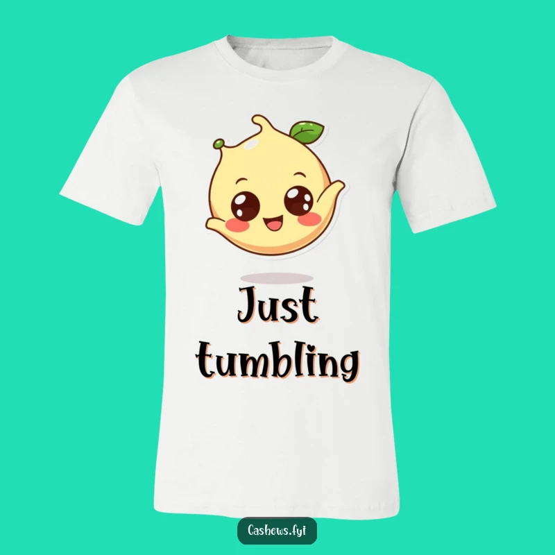 Funny Cashew Acrobat T-Shirt: Cheerful Cashew Doing a Somersault, Hilarious Fun Tee