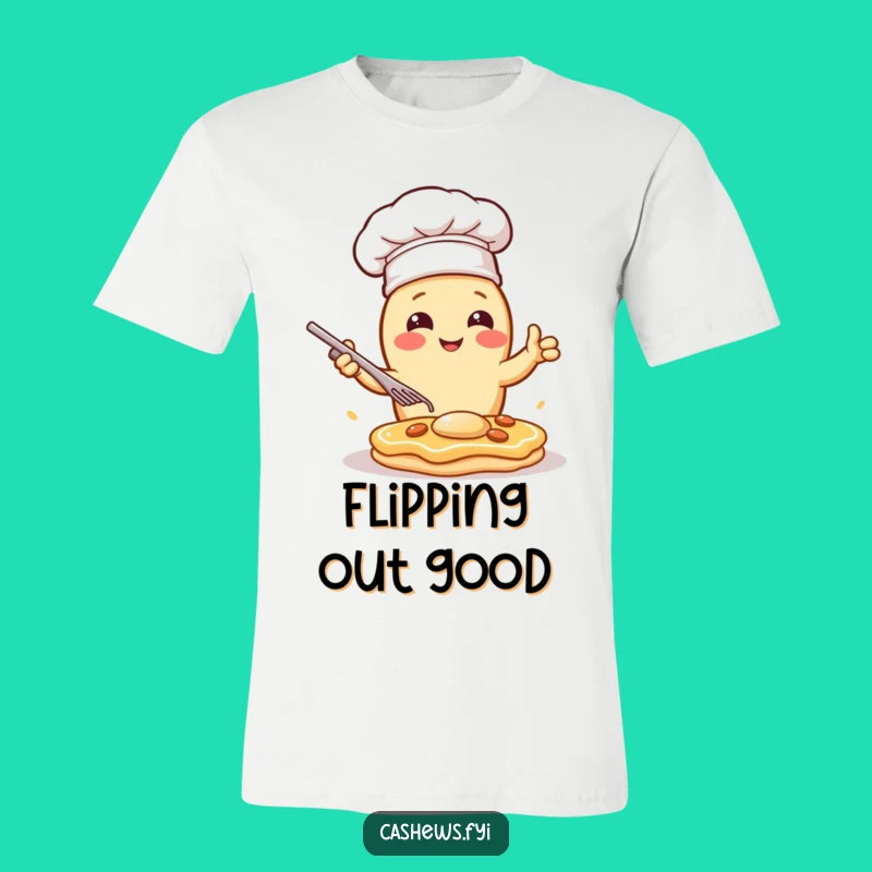 Funny Kawaii Cashew Chef T-Shirt: Dramatic Pancake Flip, Hilarious Culinary Style
