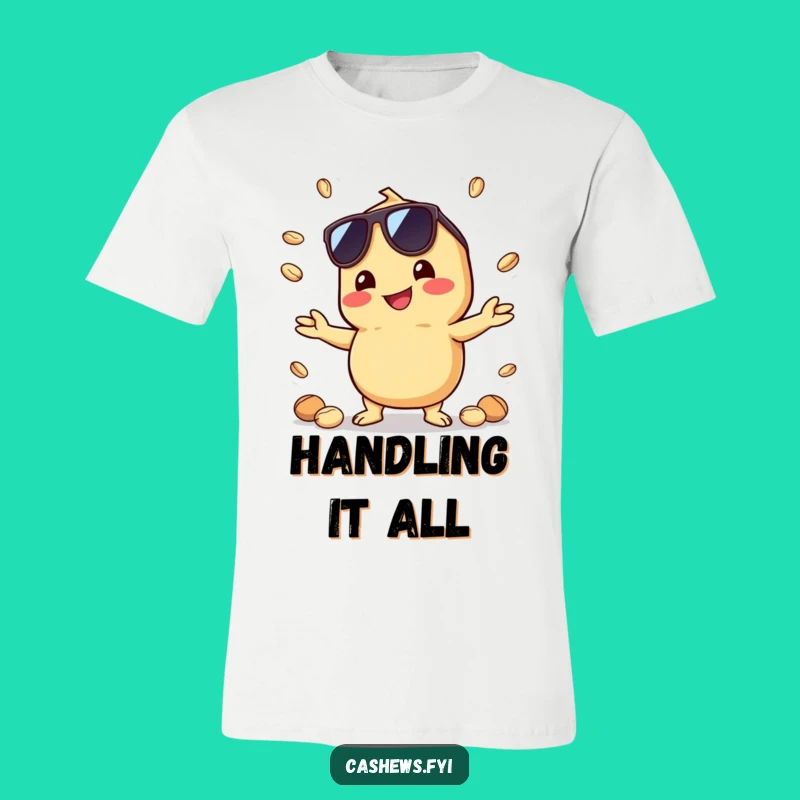 Funny Kawaii Cashew T-Shirt: Stylishly Juggling Nuts with Sunglasses, a Hilarious Gift
