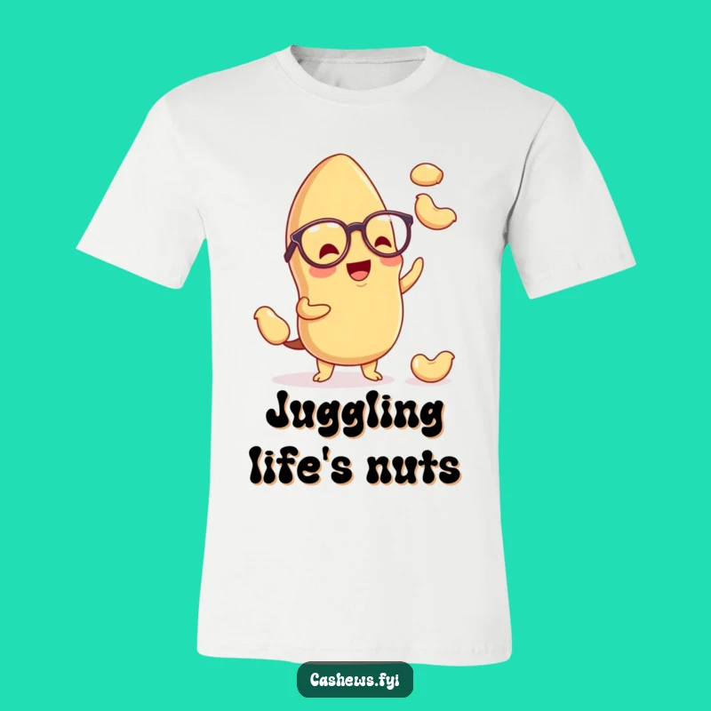 Funny Kawaii Cashew T-Shirt: Spectacled Juggler Tee, Hilarious Nutty Gift for Him or Her