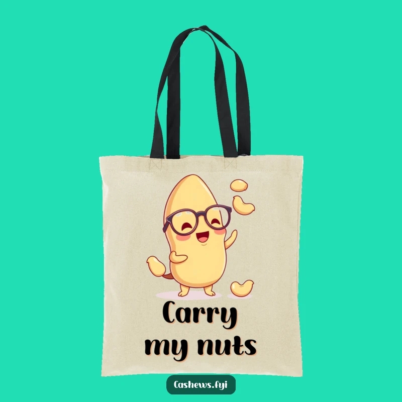 Funny Kawaii Cashew Tote Bag: Spectacled Juggler, Humorous Snack Lover's Gift Bag