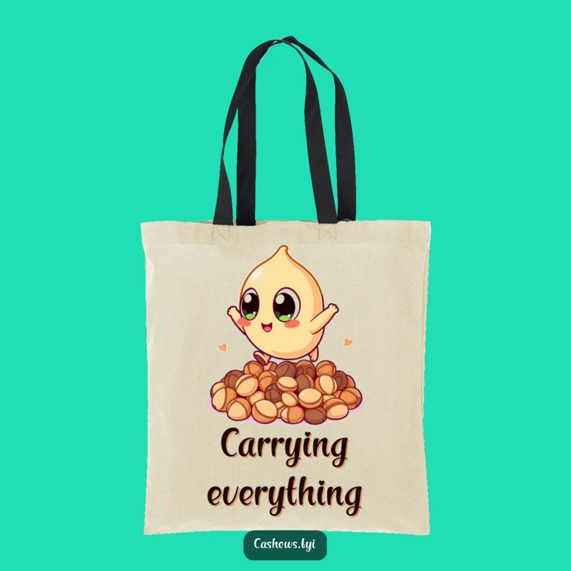 Funny Kawaii Cashew Tote Bag: Big Eyes, Big Leaps, Hilarious Nut Carrier