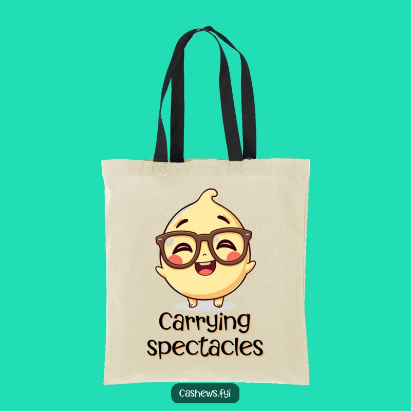 Funny Kawaii Cashew Spectacle Tote: Giggle Nutty Carry-All, Awesome Funny Gift