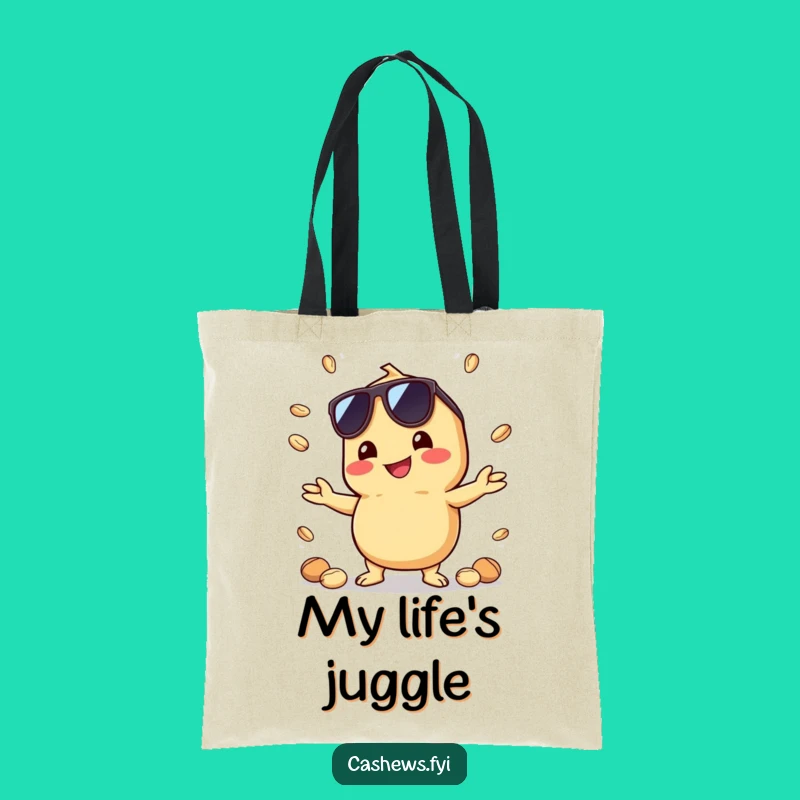 Funny Kawaii Cashew Tote Bag: Juggling Coolness and Nuts, a Hilarious Accessory